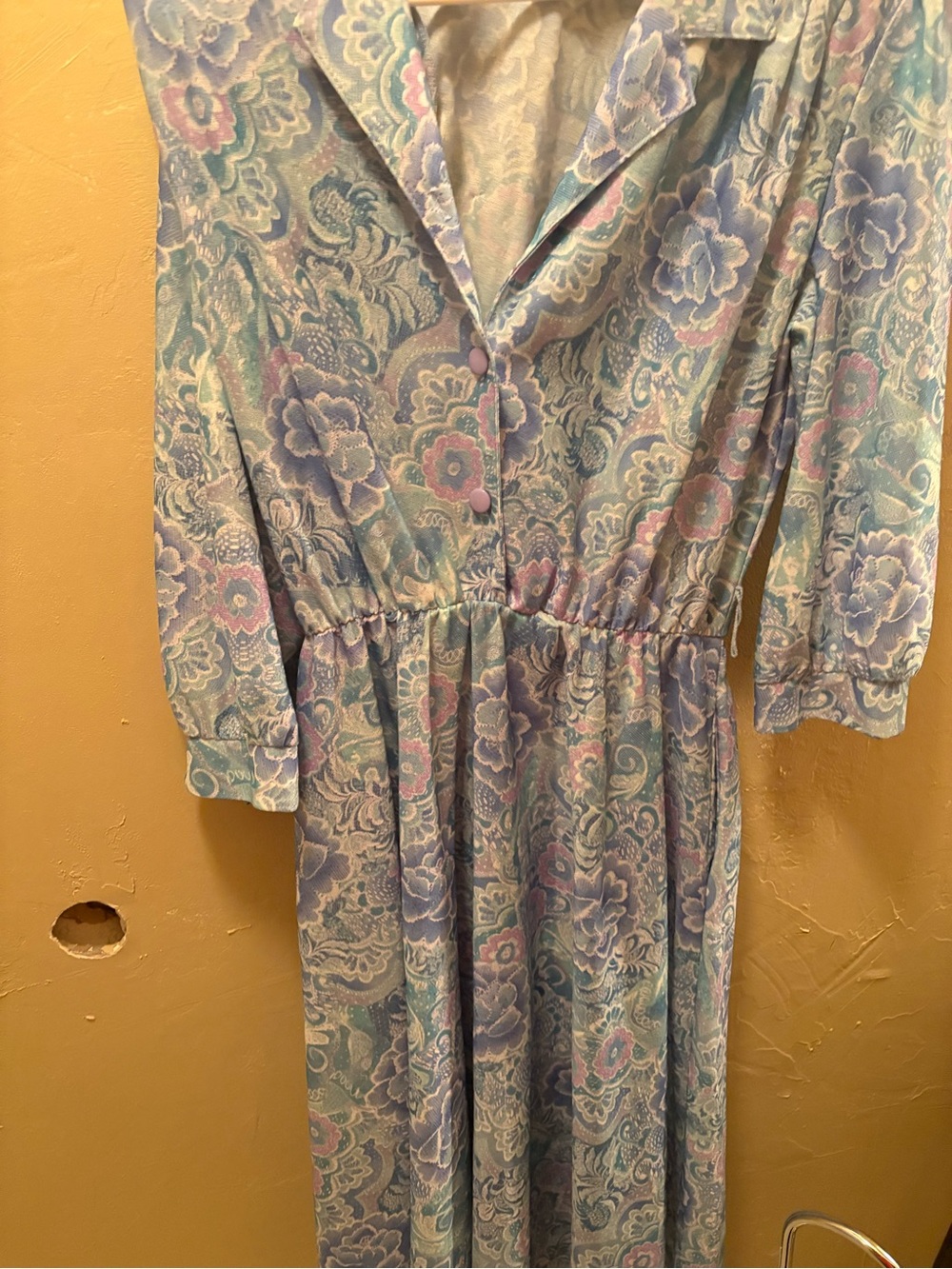 Vintage- Pastel Floral Maxi Dress - Blue/Pink